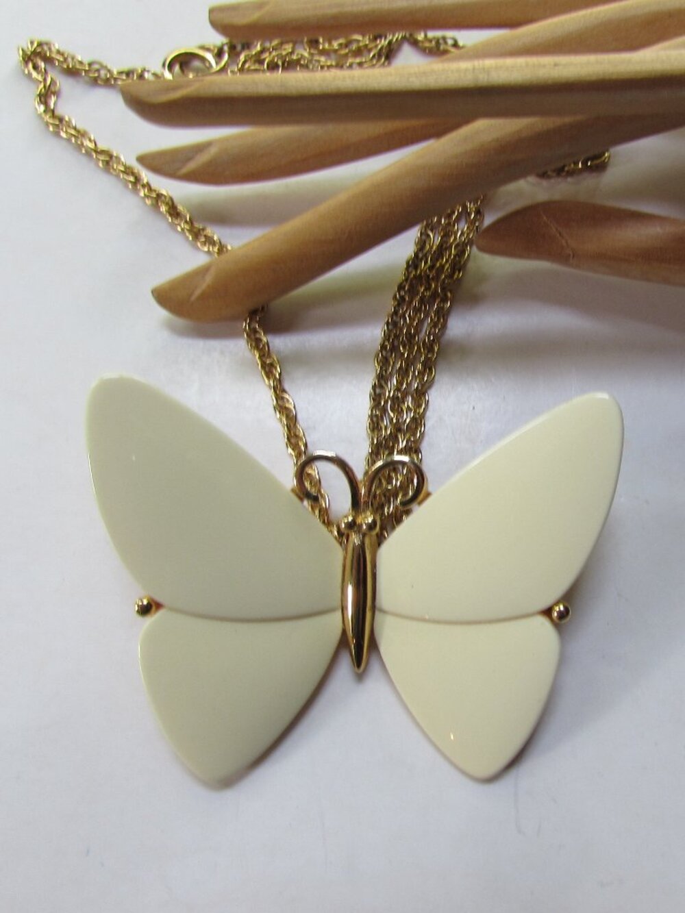 Vintage Crown Trifari Butterfly Pendant Necklace